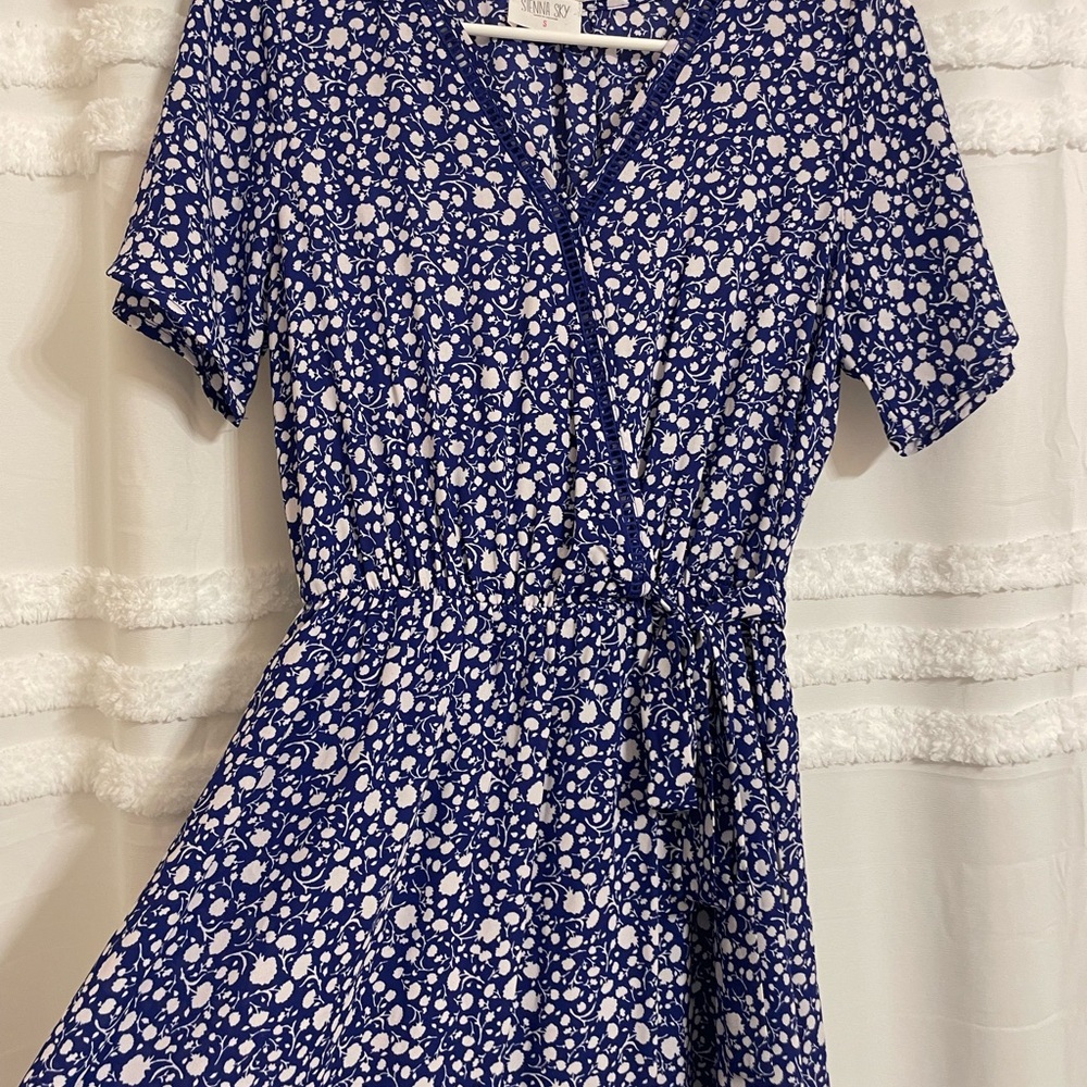 Sienna Sky Blue and White Small Floral Dress